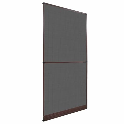 Mosquitera para puerta orientable, 120 x 240 cm, color marrón y negro, de aluminio y fibra de vidrio