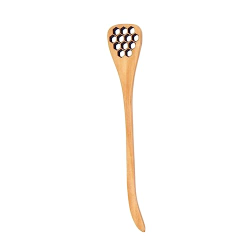 OFFSCH 5pc Wooden Honey Stirrer Set Honey Mixing Spoon Honeycomb Design Perfect for Tea Dipper