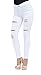 Women's High Waisted Stretch Ripped Skinny Jeans Juniors Destroyed Butt Lifting Denim Pants (White, US 10)