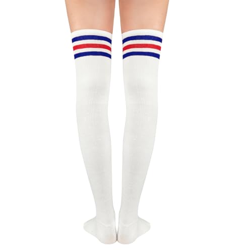 Image of Century Star Thigh High Socks Long Over Knee High Socks for Women Casual Athlete Striped Knee High Stocking