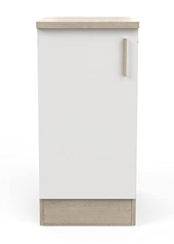 PEGANE Meuble Bas de Cuisine Coloris chêne kronberg, Blanc - Longueur 40 x Hauteur 85 x Profondeur 60 cm