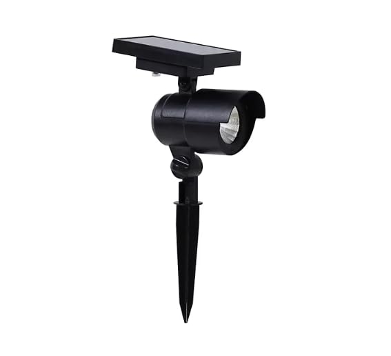 Solar LED Spotlight with Ground Stake, 60 Lumens, 2-Pack, Matte Black, Die-Cast Aluminum