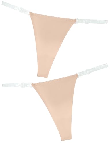 Women Seamless Panties Adjustable G String Thongs Clear Strap Thongs Ice Silk Underwear No Show Briefs 2pcs