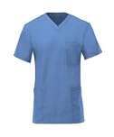 Unisex Smart Scrub Tunic top for Healthcare NHS GP and Dental Practice. INS20 (Pale Blue, Large)