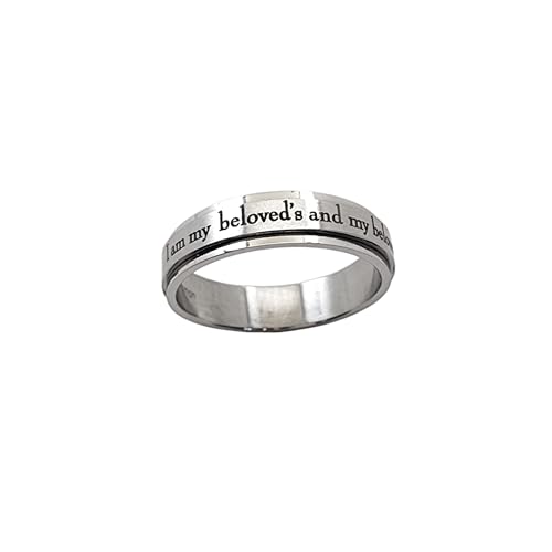FORGIVEN JEWELRY Hebrew Text I am my beloved's Stainless Steel Spinner Ring size 8