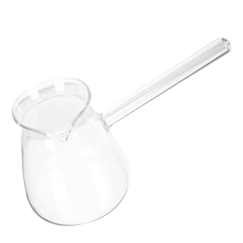 Angoily 15Oz Thickened Borosilicate Glass Turkish Coffee Pot with Side Handle and V-Shaped Spout Heat-Resistant Kettle for Stovetop Boiling Milk Warmer and Butter Melter