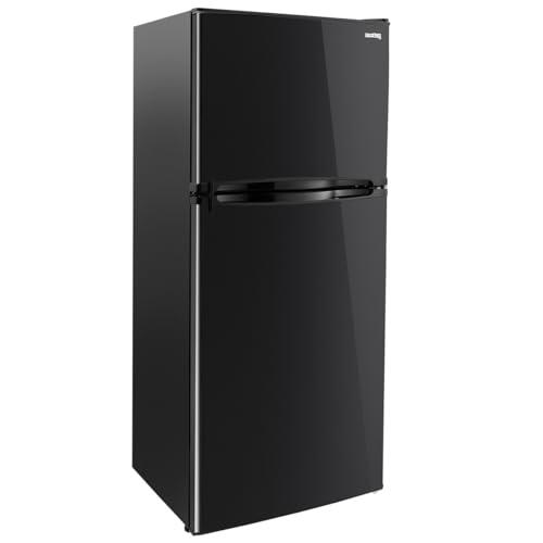 RecPro 10 Cu Ft 12V RV Refrigerator | Black Frost-Free Fridge with Freezer | Double Door, Adjustable Shelves, Reversible Door, Built-In Lock | 23.5”W x 26”D x 59”H | Off-Grid & Dry Camping Ready