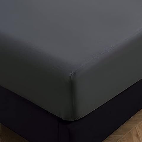 Vaulia Classic Solid Color Microfiber Fitted Sheet (Twin, Dark Grey) Cover