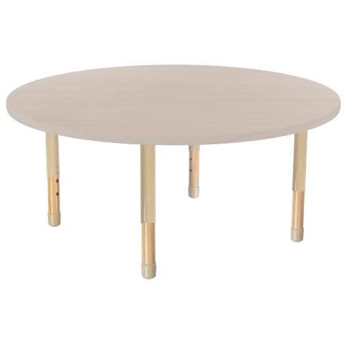 Image of Factory Direct Partners 48 inch x 48 inch Round Kids Classroom Table with Adjustable Chunky Wood Legs