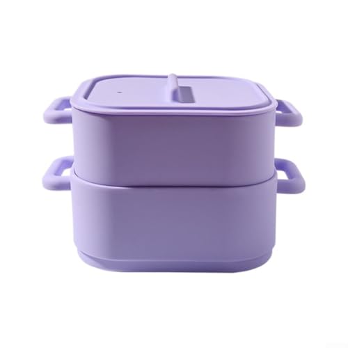 2 ollas de vapor de silicona para microondas para una preparación rápida y saludable de comidas (morado)