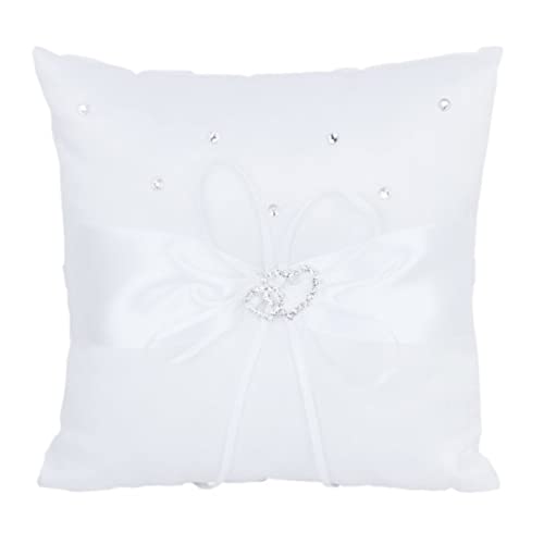 PATKAW Double Heart Ring Bearer Pillow 1PC 10x10cm Bridal Wedding Pocket Ring Pillow Wedding Ring Pillow Wedding Accessories~White