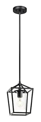 XiNBEi Lighting Black Pendant Light, Modern Farmhouse Adjustable Hanging Lantern Pendant Lighting for Kitchen Island Hallway Dining Room XB-P1295-MB