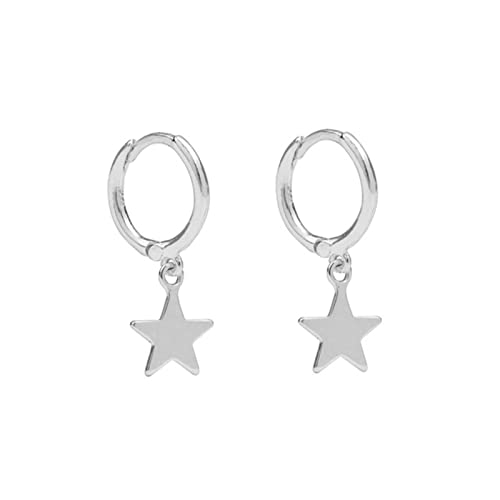 Boucles d'oreilles lune étoile en argent 925 et émail bleu pour femme