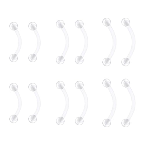 VCMART Plastic Belly Button Ring 14G Acrylic Navel Rings for Women Bioflex Belly Button Piercing Retainer for Sports Work Surgery 6/10/12/14/16/18MM - Main Image