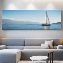 Affiche grand format voilier et vagues bleues pour tableau sur toile marin