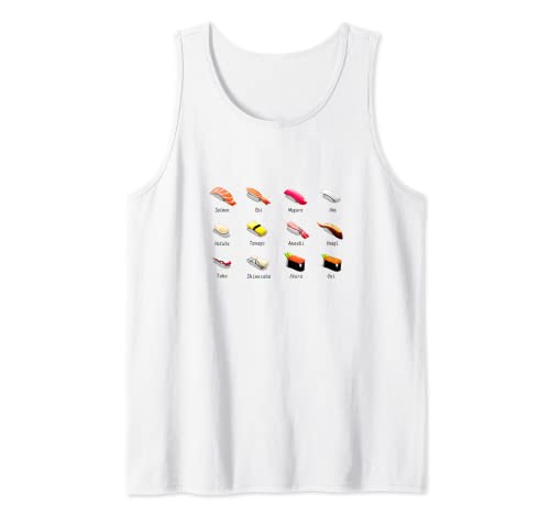 Fresco comida japonesa Sushi Nigiri Maki Sushi Surtido Camiseta sin Mangas