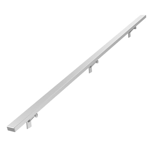 18FT Anodized Shiny Silver handrail Kit for Indoor Outdoor Stairs，Modern Aluminum Handrail Set,2" X1" Grab bar,Adjustable 304 Stainless Steel Brackets Included，Rust Free (Anodized Shiny Silver, 18FT)