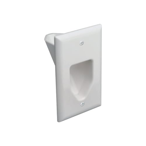 DataComm Electronics 45-0001-WH 1-Gang Recessed Low Voltage Cable Plate - White