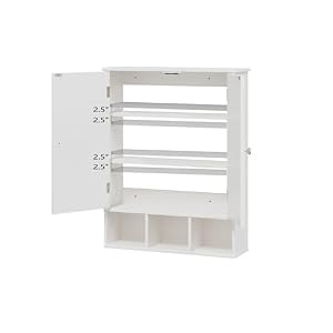 Bathroom Medicine Cabinet 2 Doors with 3 Open Shelves, Over The Toilet Storage Wall Mounted Medicine Cabinet with Adjustable Partitions,Home Bathroom Cabinet for Bathroom,Living Room,Kitchen,White Bathroom Medicine Cabinet 2 Doors with 3 Open Shelves Over The Toilet Storage Wall Mounted Medicine Cabinet with Adjustable PartitionsHome Bathroom Cabinet for BathroomLiving RoomKitchenWhite