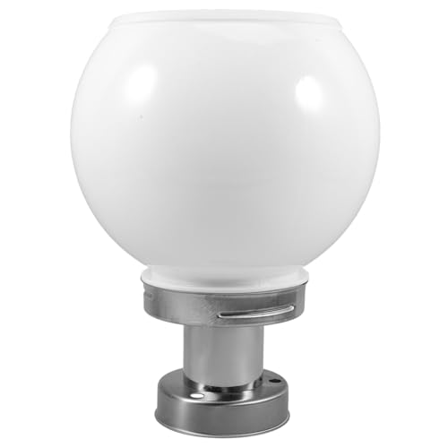 HOMSFOU Lampada a Colonna Solare Da Esterno Globo Luminoso Bianco 200mm, Base Rotonda Resistente Agli Agenti Atmosferici Per Giardino e Vialetti