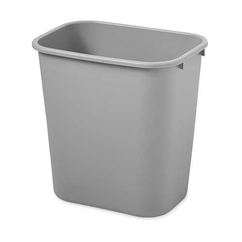 Rubbermaid Commercial Products Resin Wastebasket/Trash Can, 7-Gallon/28-Quart, Gray, Plastic, for Bedroom/Bathroom/Office, Fits Under Desk/Sink/Cabinet