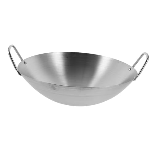 Wok de acero inoxidable con doble asa 30 cm plateado miniatura 1