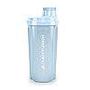 Protein Shaker 500 ml “Heaven” lekvrij, BPA-vrij met klikbare zeef en weegschaal voor romige wei-shakes, gym fitness cups voor isolaten en sportconcentraten, origineel in Hemelsblauw | 500ml