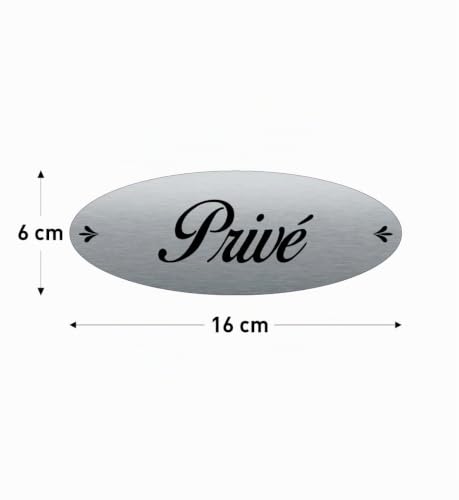 AUA SIGNALETIQUE - Plaque de porte Aluminium Brossé AluSign Ovale 160x60 mm - (Privé) – vue 3