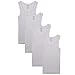 Buyless Fashion Boys Scoop Neck Tagless Undershirts Soft Cotton Tank Top (4 Pack) 13-14 White