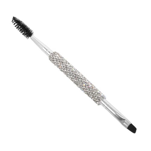 HONMEET Eyebrow and Eyelash Brush: Dual-ended with Rhinestone Handle Angled Flat Head for Precise Brow Shaping Portable and Easy to Clean