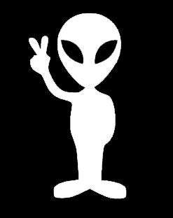 Legacy Innovations LLI Peaceful Alien | Decal Vinyl Sticker | Cars Trucks Vans Walls Laptop | White | 7.5 x 4 in | LLI1431