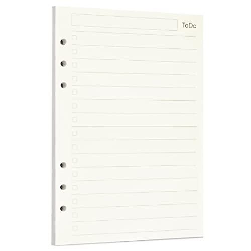 Image of Zelten Loose Leaf Punched Paper Refills Paper for 6 Hole Binder Personal Organizer Diary Notebook Refillable Planner (Todo,A5 /6 Hole)