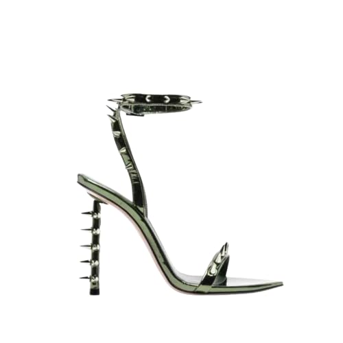 VERISSON Women's Sexy Pointy Toe Single Band Stiletto Sandals Rivets