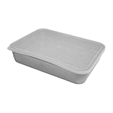 Vibsky Plaque de cuisson de cuisine avec grille et couvercle, plaque de cuisson en acier inoxydable pour viande, volaille, biscuits, gâteaux