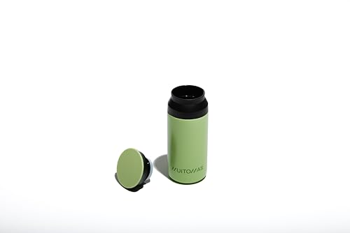 Muitomas, Borraccia Termica 350ml, Borraccia Termica Leggera e Portatile in Acciaio, Borraccia Termica Design Elegante con Chiusura Ermetica, Colore Verde Salvia - 2