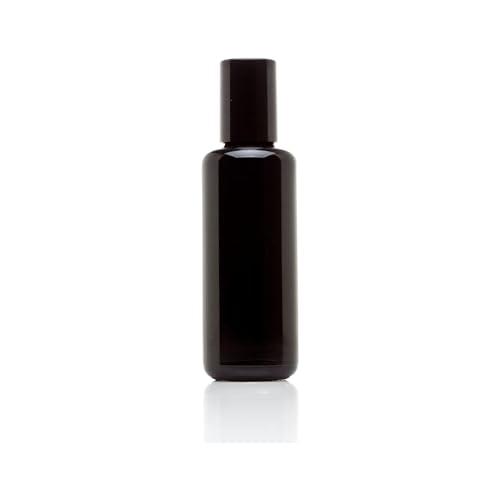 Infinity Jars Black Ultraviolet Glass Bottle 50 Ml (1.7 fl oz) w/Glass Ball Roll on Tip Screw top Bottle for Essential oil,Perfume Cosmetics, Moisturizer Airtight Round, Roller Bottles w/Black Cap