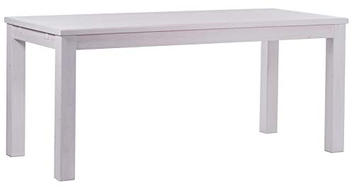 Brasil Muebles Mesa de Comedor Rio Clásico, 160 x 80 cm Blanco Pino Macizo Madera Engrasada, Extensiones Opcionales Extensibles, Oficina Cocina Escritorio
