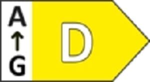 Energy efficiency label showing A for washing and D for drying.