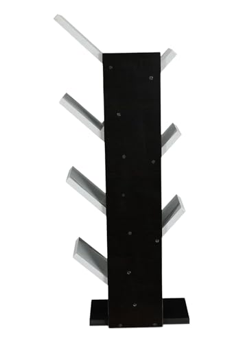 Image of SBF Furniture Modern Tree Shape Wood Bookcase, 7-Tier Book Rack, Storage Rack Shelves in Living Room, Free-Standing Books Holder Organizer, Space Saver for Home, Office, Set of 1 (DIY) (Black &White)