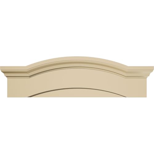 36"W x 10-1/2"H x 3"P Eyebrow Signature Urethane Pediment, Primed Tan