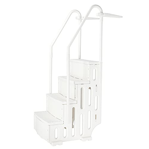 Escalera para piscina 85 x 68 x 198 cm blanca de plástico miniatura 5