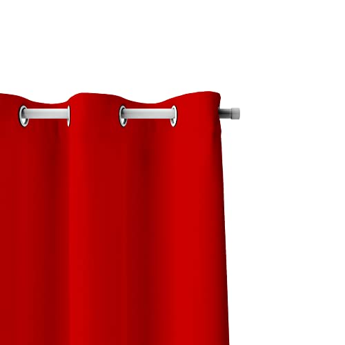Image of Crush Fabric Photo Personalise 2 Curtains & 1 Cushion with 8 Eyelet for Living Room Bedroom Home Office 4 x 9 Feet Style 134 (Set of 3) (Red)