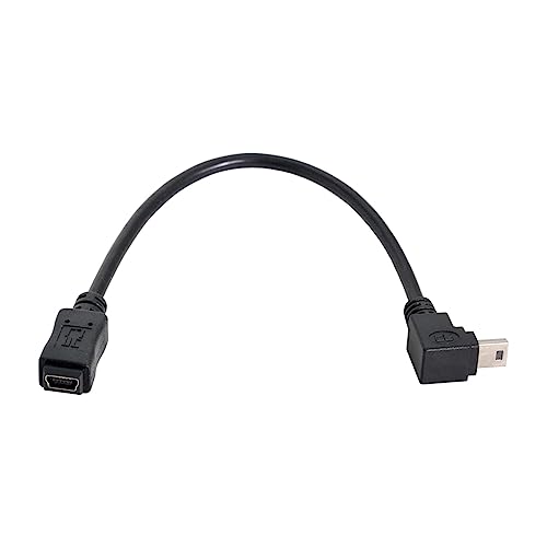 CY Cable 480Mbps Mini USB 5Pin Male to Mini USB 5Pin Female Extension Cable 90 Degree Down Angled 20cm, Black - Image 2