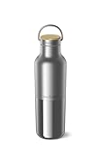 Klean Kanteen Rise Reflect Insulated Water Bottle - Reusable Water Bottle for Quick Hydration - Vacuum Insulation - Dishwasher-Safe - Bamboo Cap - Stainless Steel - 20 oz
