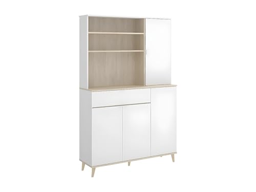 DEKIT GRUPO RIMOBEL WOK -MUEBLE AUXILIAR DE COCINA CON ALMACENAJE - 191x120x40 cm - BLANCO / NATURAL