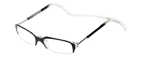 Clic Semi-Rimless Designer Reading Glasses, Black / Crystal, +2.50 by Clic Reading Glasses