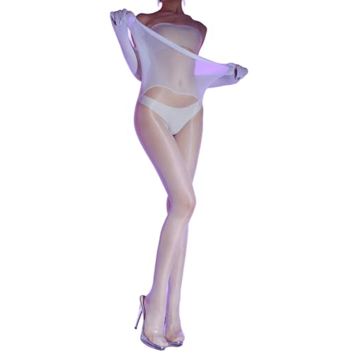 LESOYA Unisex Women Men 3 Denier Sheer Pantyhose Oil Shiny Stockings Seamless Underwear with Sheath