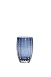 Zafferano Perle Bicchiere Tumbler Lavorato a Mano in Vetro Colorato Trasparente cl 32 h 109mm d 71mm, set 6 pezzi, Blu Grigio