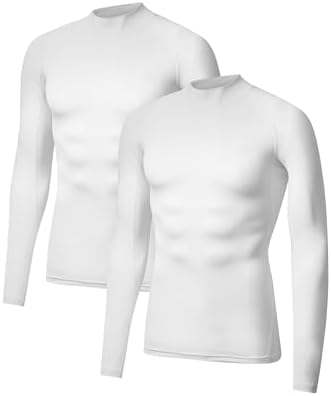 DANISH ENDURANCE Kompressions Shirt Herren, Laufshirt Langarm, 2er Pack | Funktionsshirt, Rashguard, Schnelltrocknend & Atmungsaktiv mit Muskelkompression für Training, Laufen & Fi