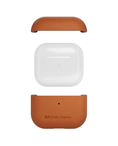 Image of Dailyobject Leatherite AirPods Case Cover Compatible with Apple AirPods 4 | Durable Leatherite Material | Shock Resistant & Lightweight | Compatible Wireless Charging | Stylish Design - (Tan)